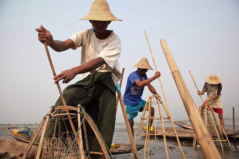 Inthar fishermen in Inle lake Myanmar