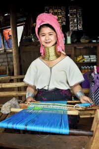 photo of a girl weaving in loikaw