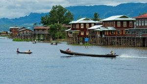 photo of floating houses in Inle Lake