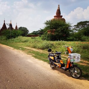 photo of E bike and Bagan temple
