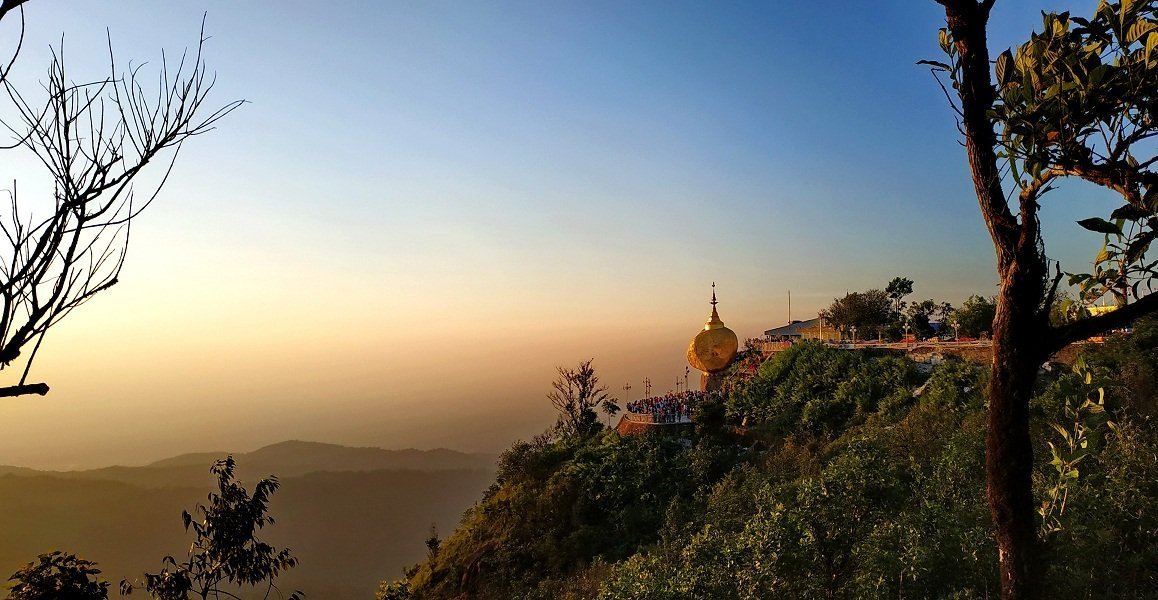Sunset photo of Golden Rock Pagoda